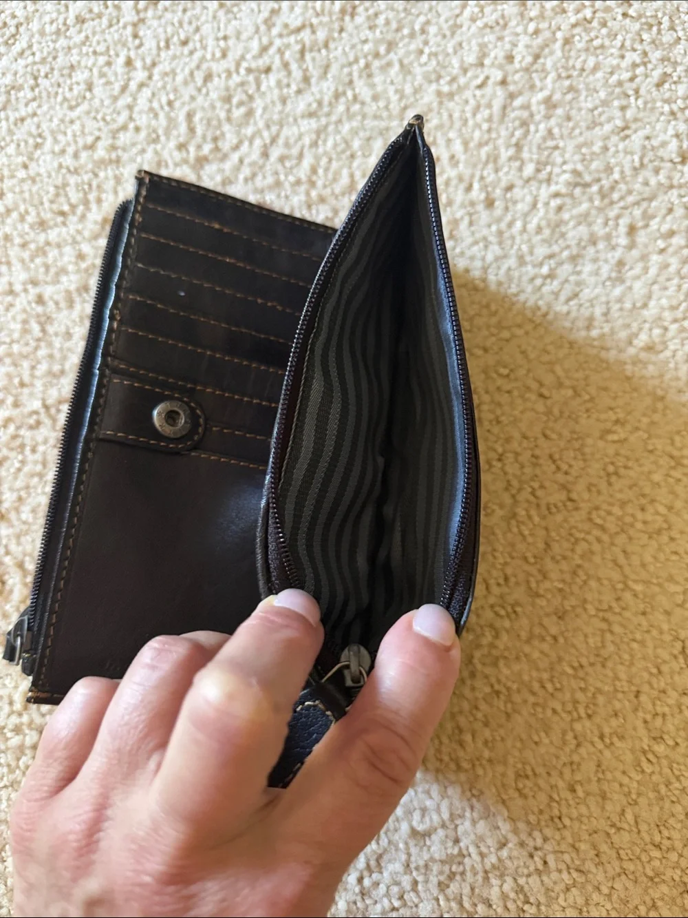Classic Black Leather Zip Wallet - Women's Accessory